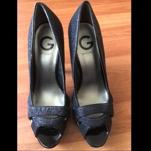 G by Guess Sparkly High Heel Sandals Stiletto platform shoes Size 7M NWOT